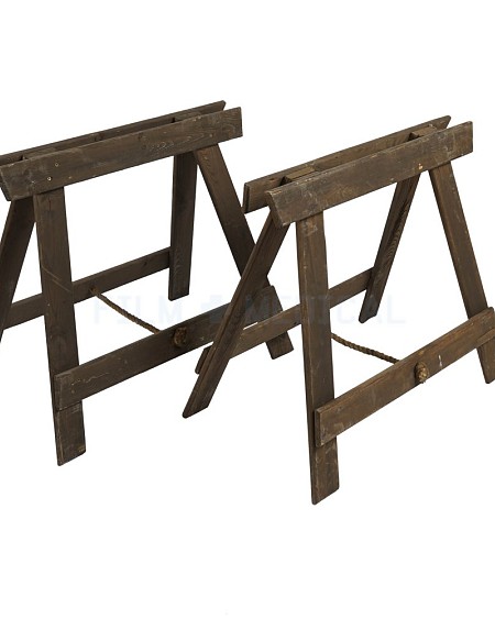 Wooden Trestles For Stretchers / Coffins Pair